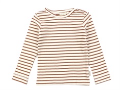 Petit Piao bronze/off-white striped modal t-shirt